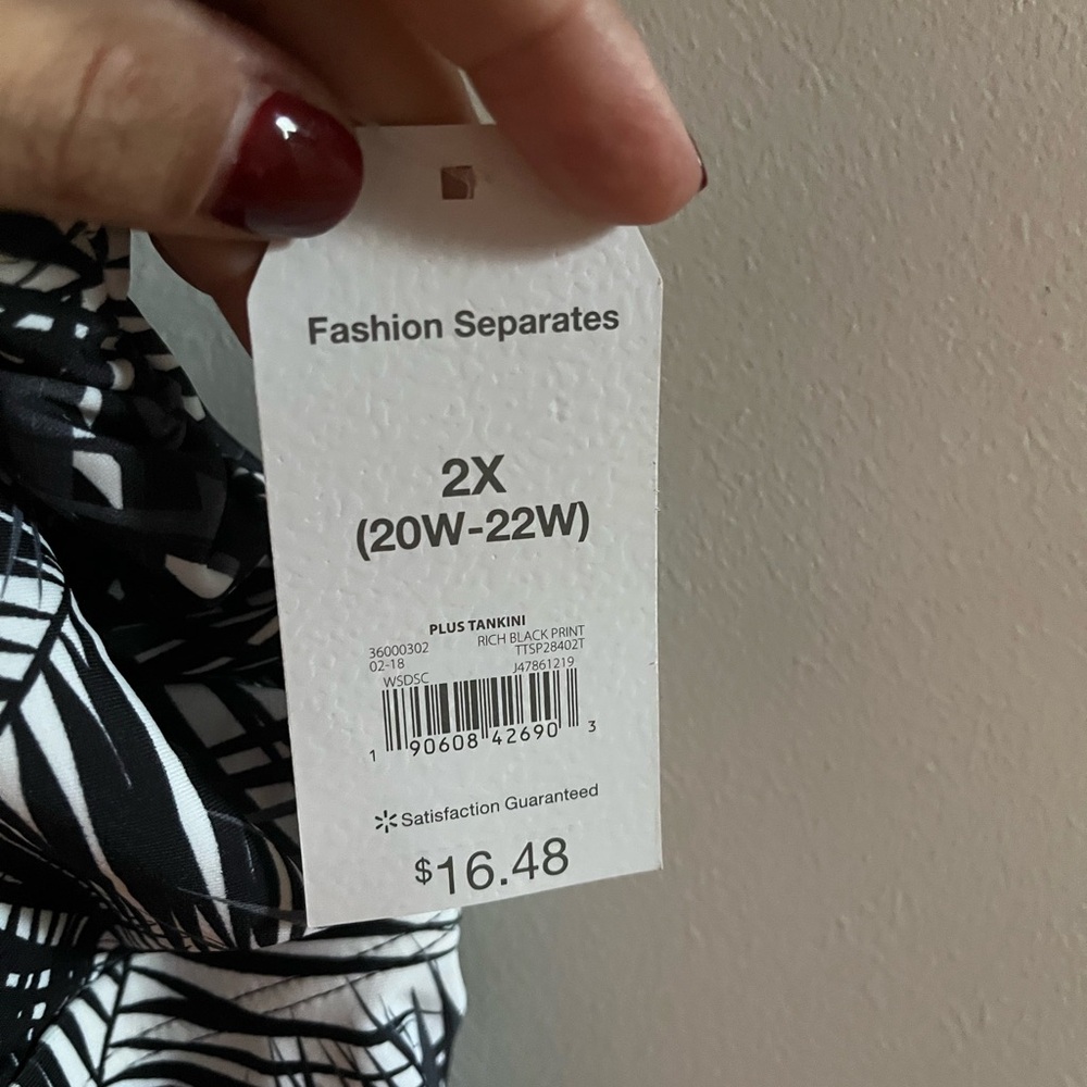 ๐จ3 for $15๐จ Time and Tru Black and White Tankini Top - Picture 5 of 5